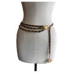 Chanel Vintage Leder & Kette Gürtel