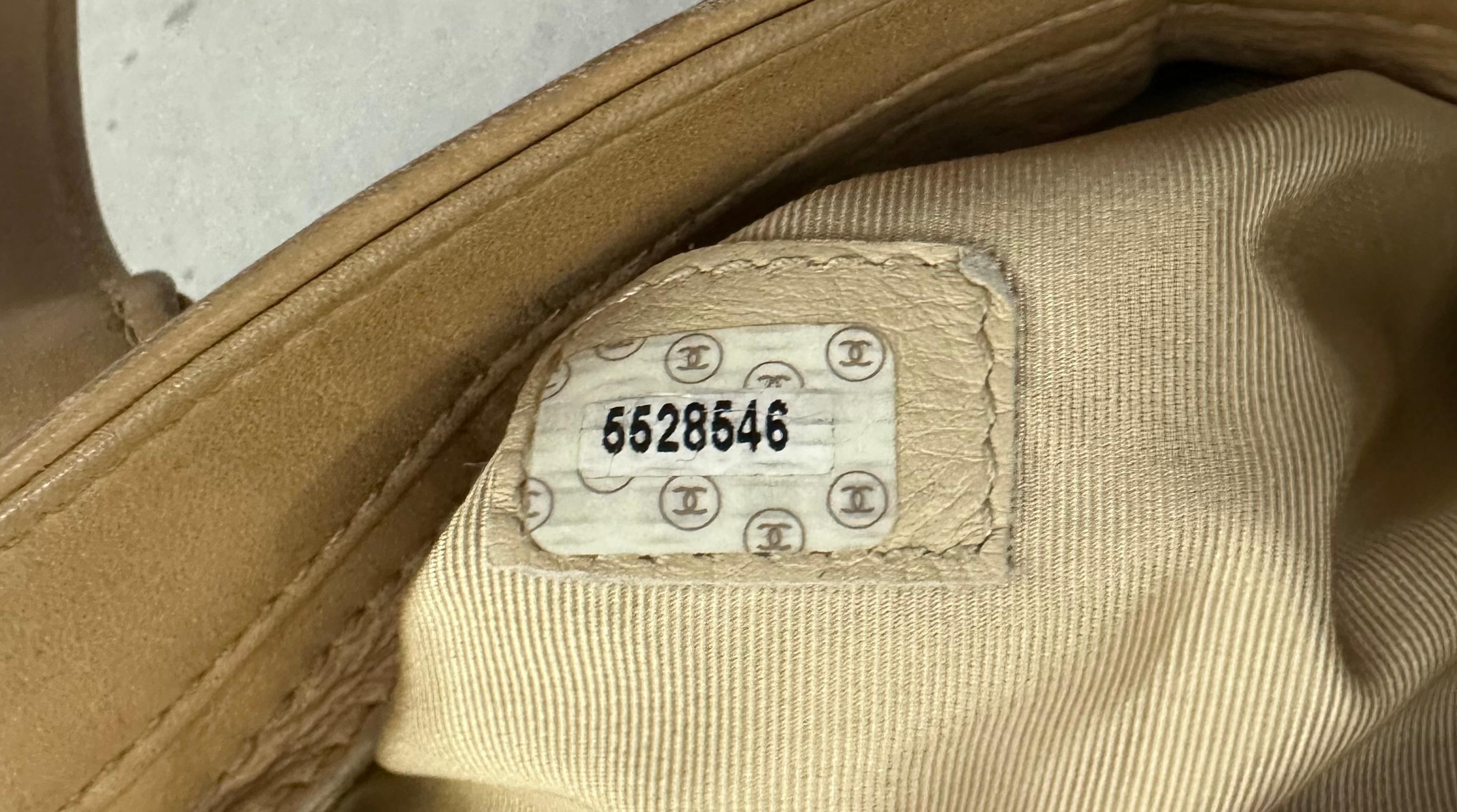 Chanel Vintage Leather Coco Mark Beige Shoulder Bag For Sale 4