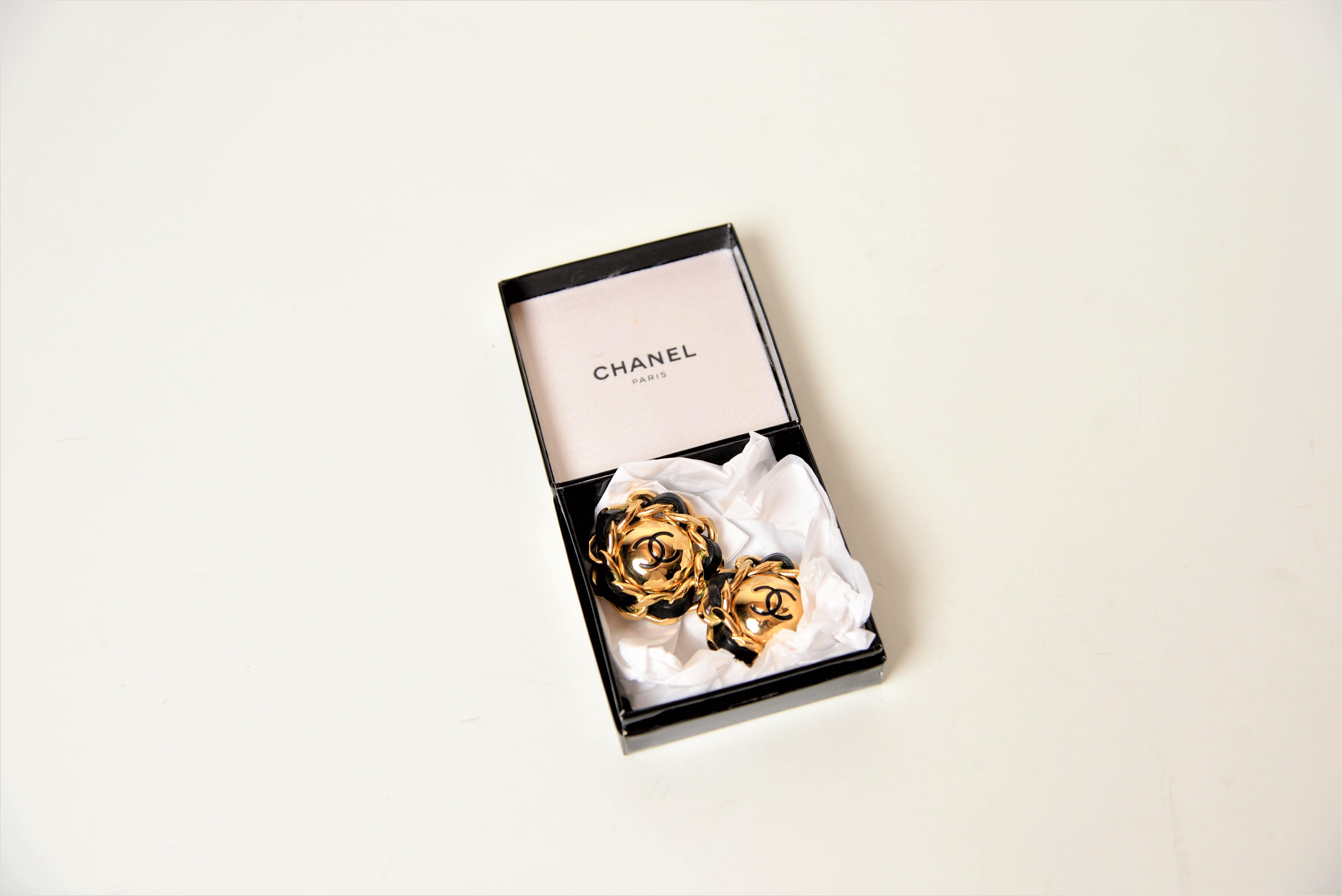 chanel gold clip on earrings