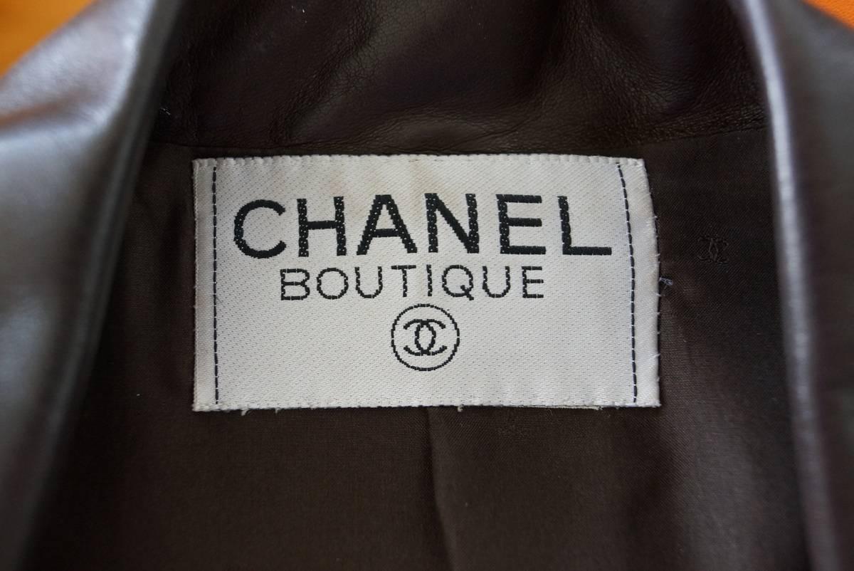 Chanel Vintage Leather Jacket Lots CC Buttons Rear Button Vent 40 / 6 mint 3