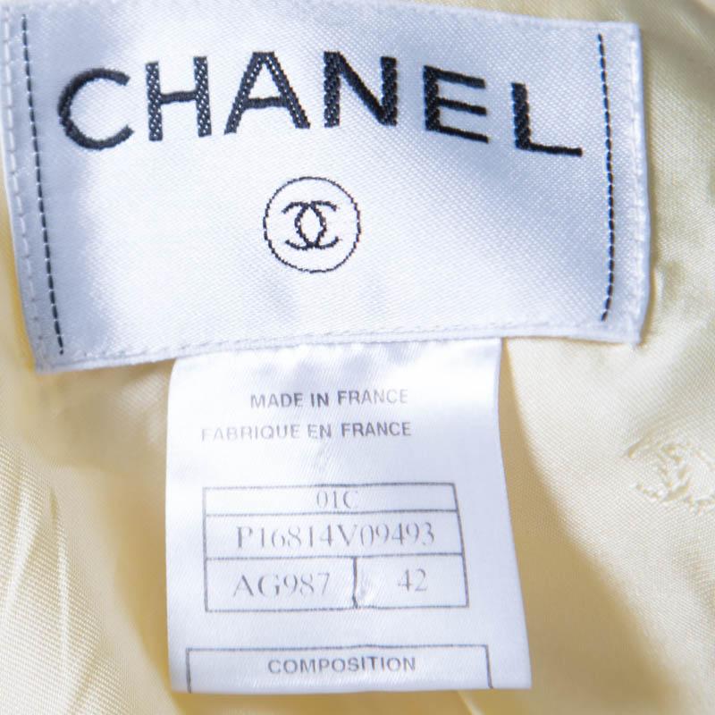 Chanel Vintage Lemon Yellow Textured Concealed Button Jacket L Damen