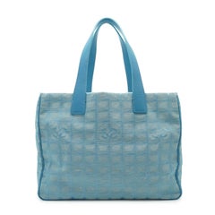 Chanel Vintage Light Blue New Travel Line Nylon Tote MM Bag