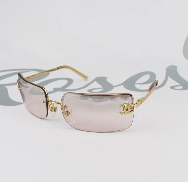 Chanel Vintage Light Brown Gold Crystal CC Color Tinted  display picture 1