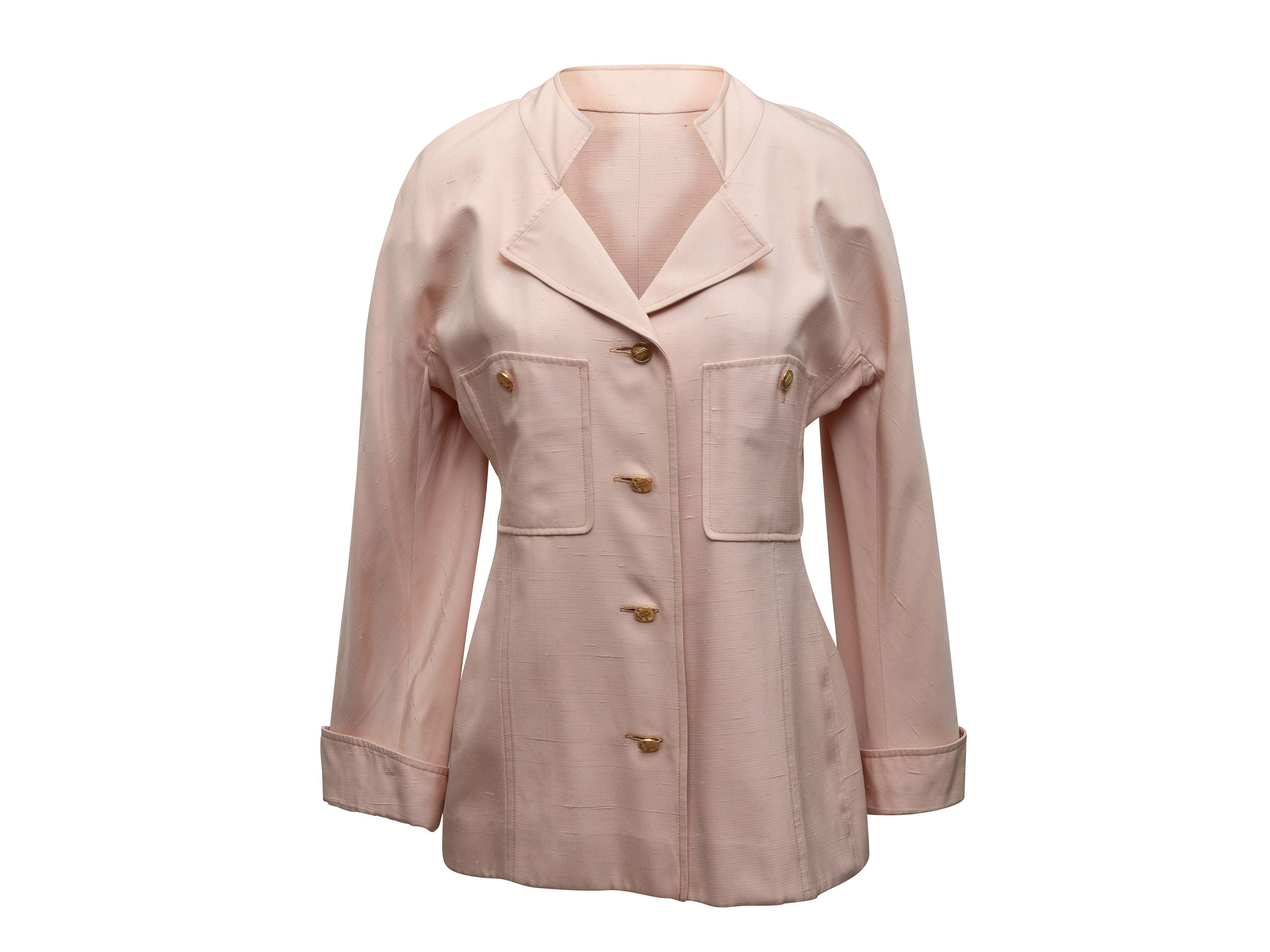 Brown Chanel Vintage Light Pink Boutique Silk Jacket