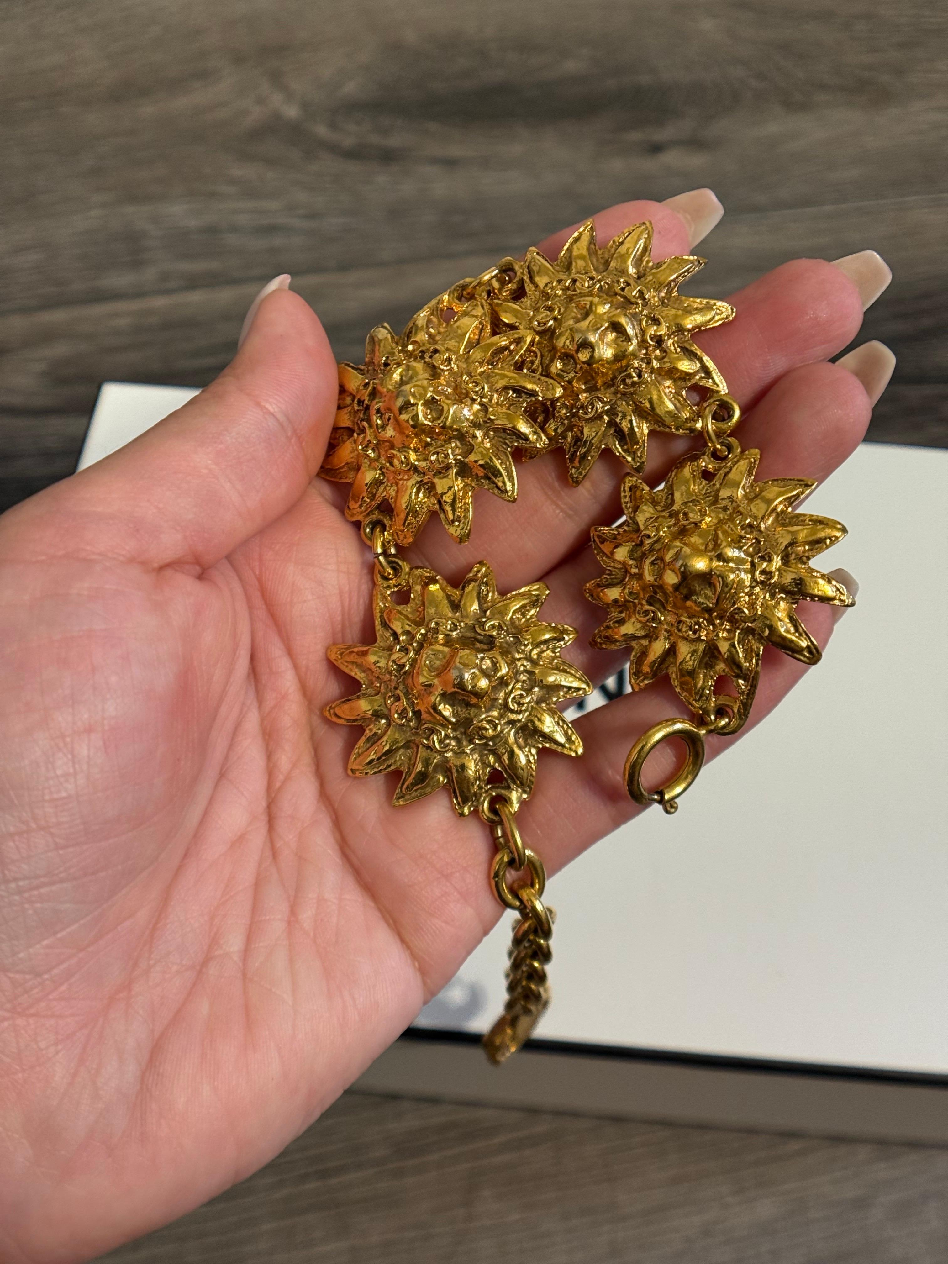 CHANEL Vintage Lion Head Medallion Bracelet c. 1980's For Sale at