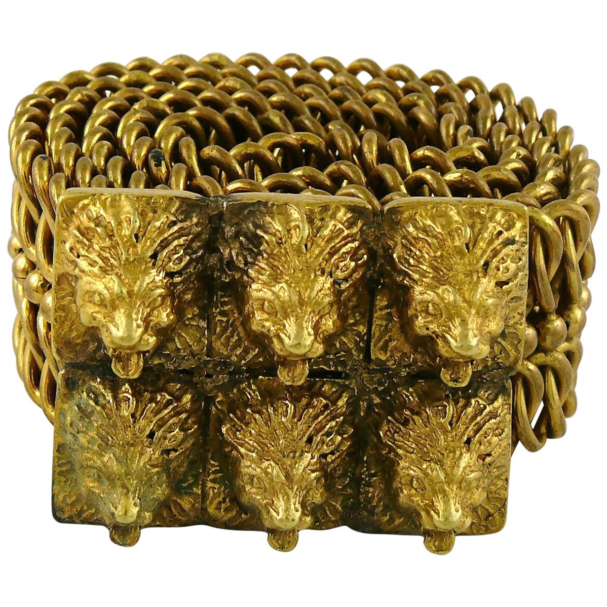 Chanel Vintage Lion Heads Buckle Chain Belt