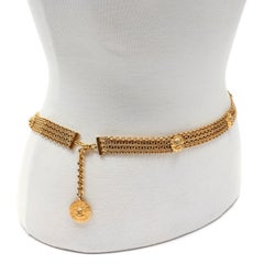 Chanel Vintage Lion Medallion Multi-Chain Belt w CC Coin Drop