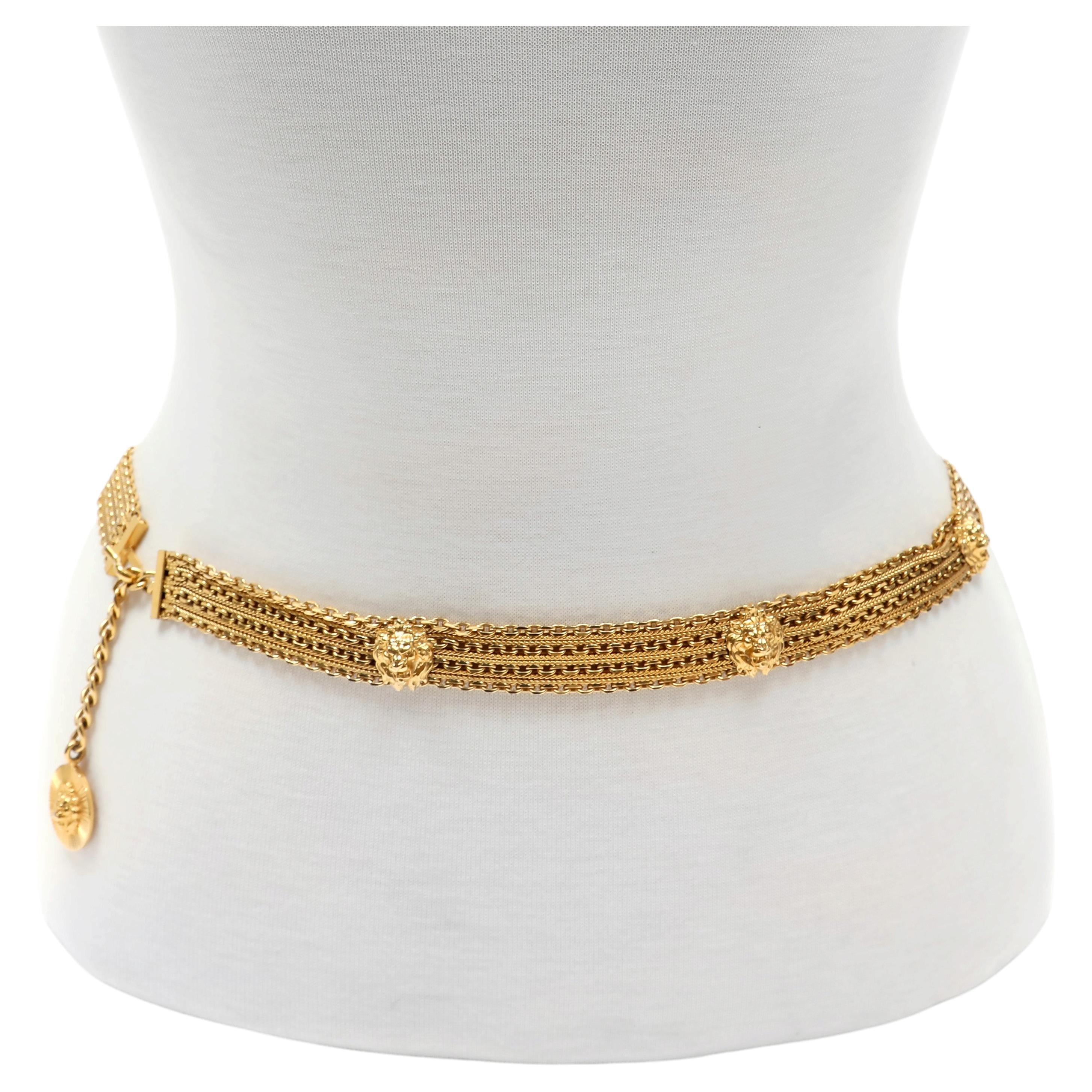 Chanel Vintage - Ceinture multi-chaînes avec médaillon en forme de lion et pièces de monnaie CC
