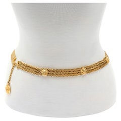 Chanel Vintage Lion Medallion Multi-Chain Belt w CC Coin Drop