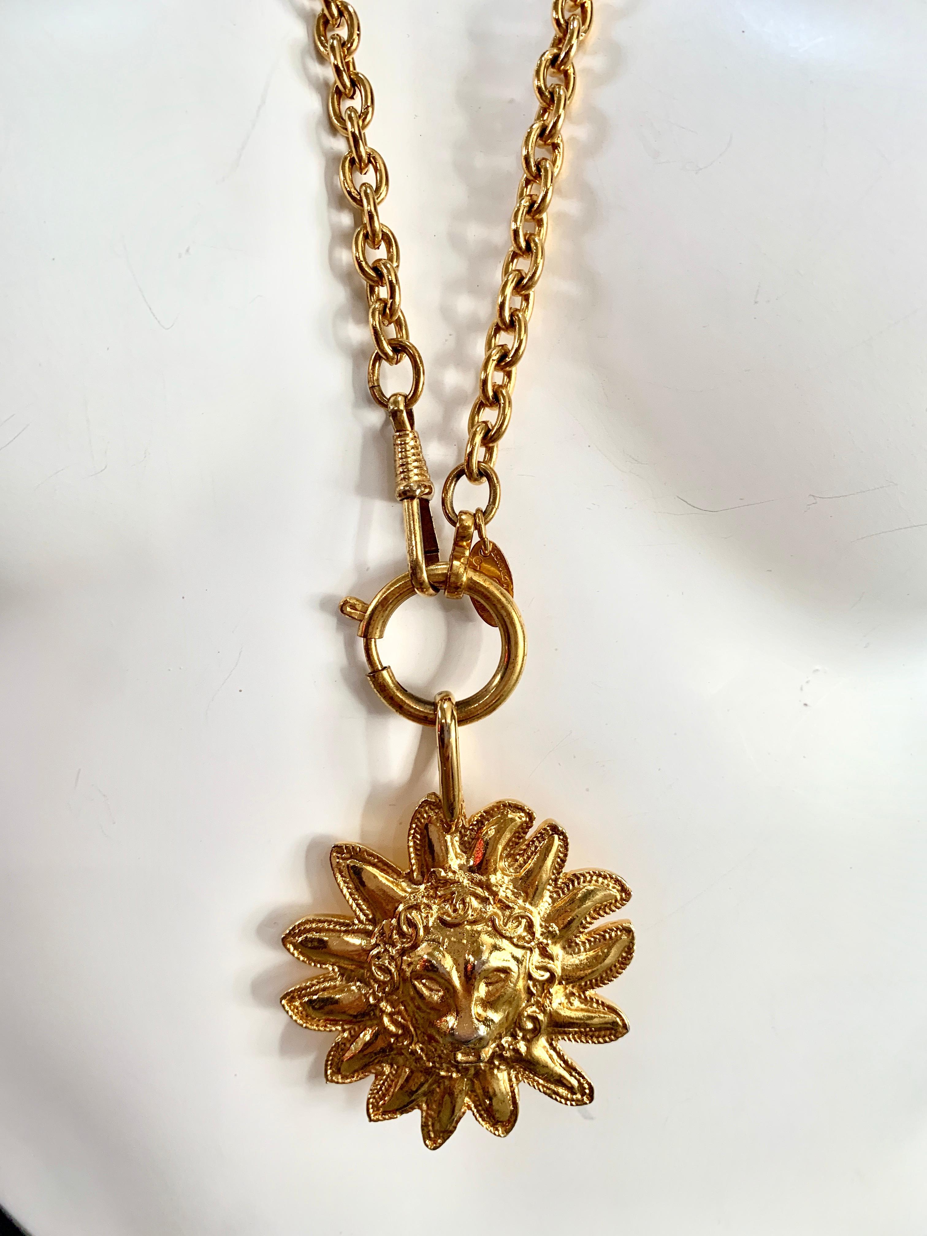 Gold Medallion Lion Vintage Chanel Necklace. 
Such a collector's item!
Marked on the underside with Chanel stamp. 

(No box) 