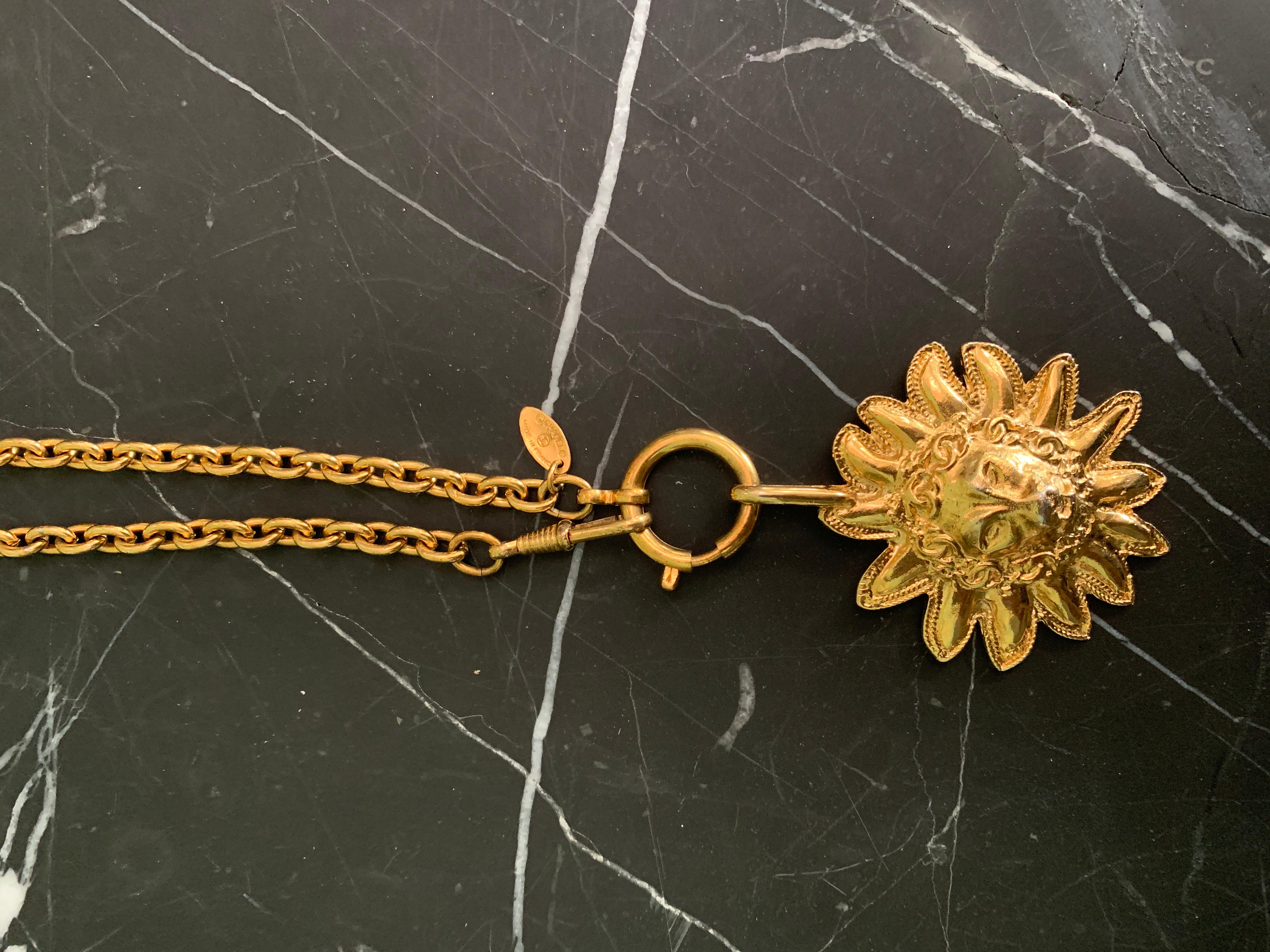 Beige Chanel Vintage Lion Necklace 