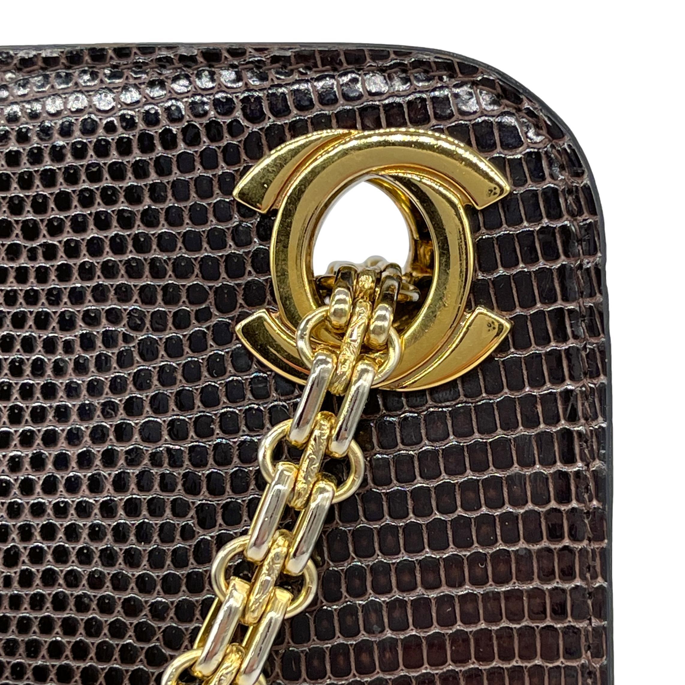 Chanel Vintage Lizard CC Bijoux Chain Shoulder Bag with Gold Hardware, 1980. 9