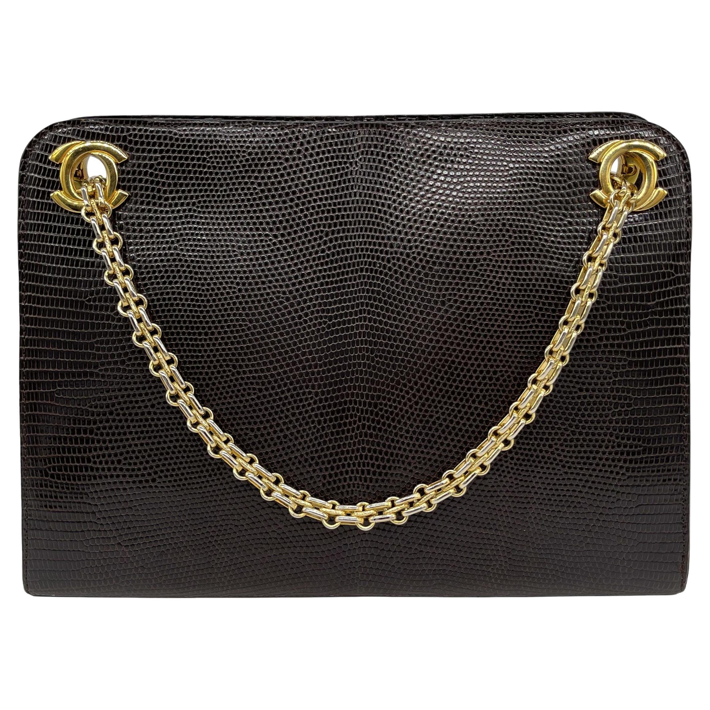 Chanel Vintage Lizard CC Bijoux Chain Shoulder Bag with Gold Hardware, 1980.