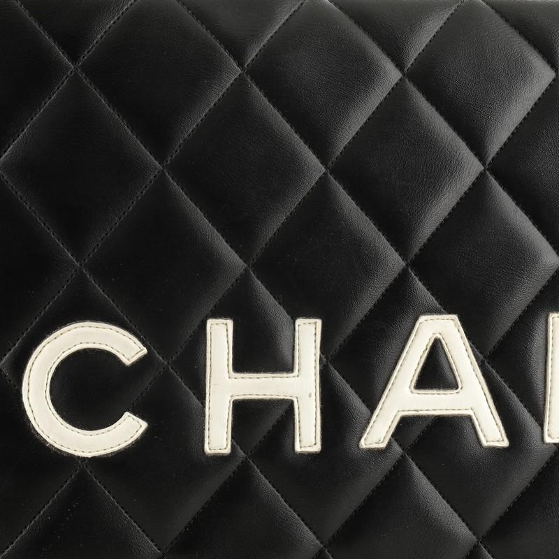 Chanel Vintage Logo Bowler Bag Quilted Lambskin Large In Good Condition In NY, NY