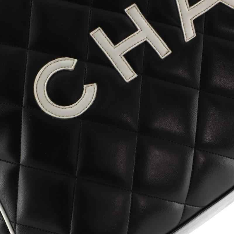 Women's or Men's Chanel Vintage Logo Bowler Bag Quilted Lambskin Large