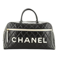 Chanel Vintage Logo Bowler Bag Quilted Lambskin Large