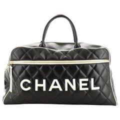 Chanel Vintage Logo Bowler Bag Quilted Lambskin Large 