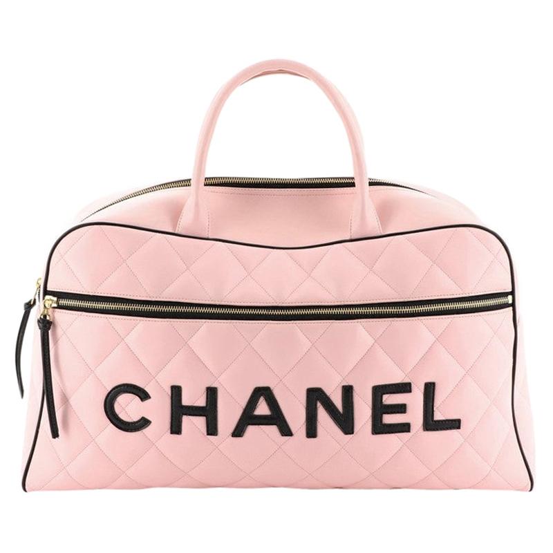 Chanel Vintage Logo Bowler Bag Quilted Lambskin Large