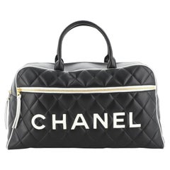 Chanel Vintage Logo Bowler Bag Quilted Lambskin Large