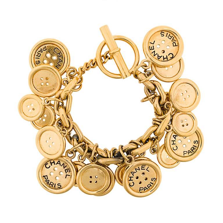 Chanel Vintage logo button charm bracelet