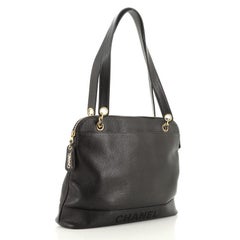 Chanel Vintage Logo Chain Tote Caviar Large
