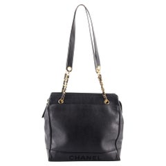 Chanel Vintage Logo Chain Tote Caviar Large