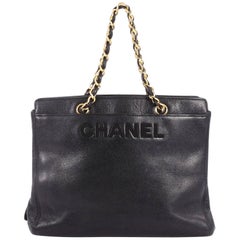 Chanel Vintage Logo Chain Tote Caviar Medium