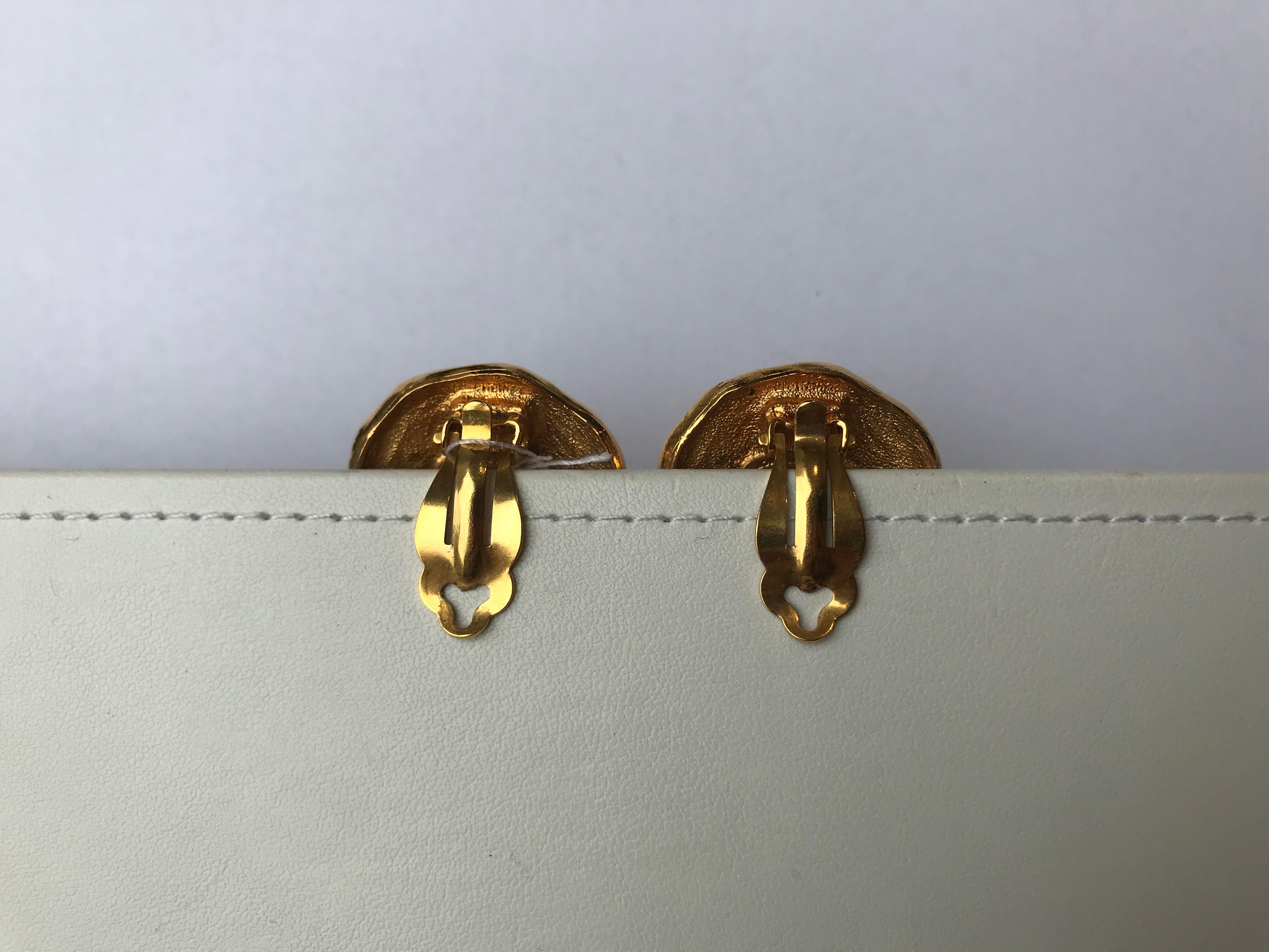 Chanel Vintage Logo Clip-On Earrings For Sale 1