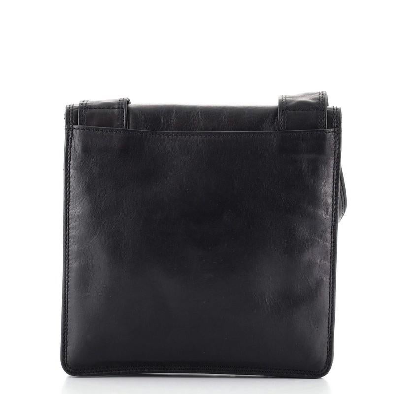 Black Chanel Vintage Logo Flap Messenger Bag Lambskin Small