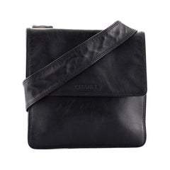Chanel Vintage Logo Flap Messenger Bag Lambskin Small