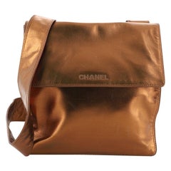 Chanel Vintage Logo Flap Messenger Bag Leather Medium