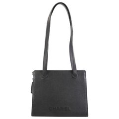 Chanel Vintage Logo Tote Caviar Medium