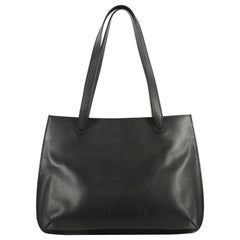 Chanel Vintage Logo Tote Leather Large