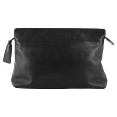 Chanel Vintage Logo Zip Clutch Lambskin Medium