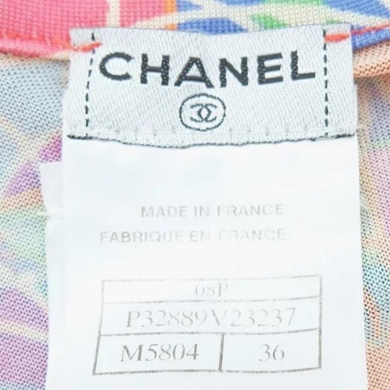 CHANEL Vintage Long Sleeve Abstract Retro Psychedelic Print Zip Front Silk Dres In Fair Condition In Morongo Valley, CA