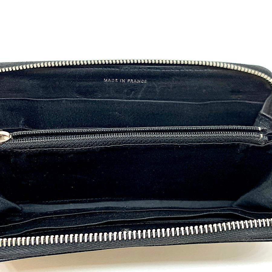 CHANEL Vintage Long Wallet in Black Leather with Silver Printed CC  For Sale 6