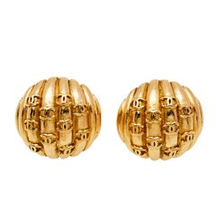 Chanel Vintage Madeline Gold Tone Clip On Earrings