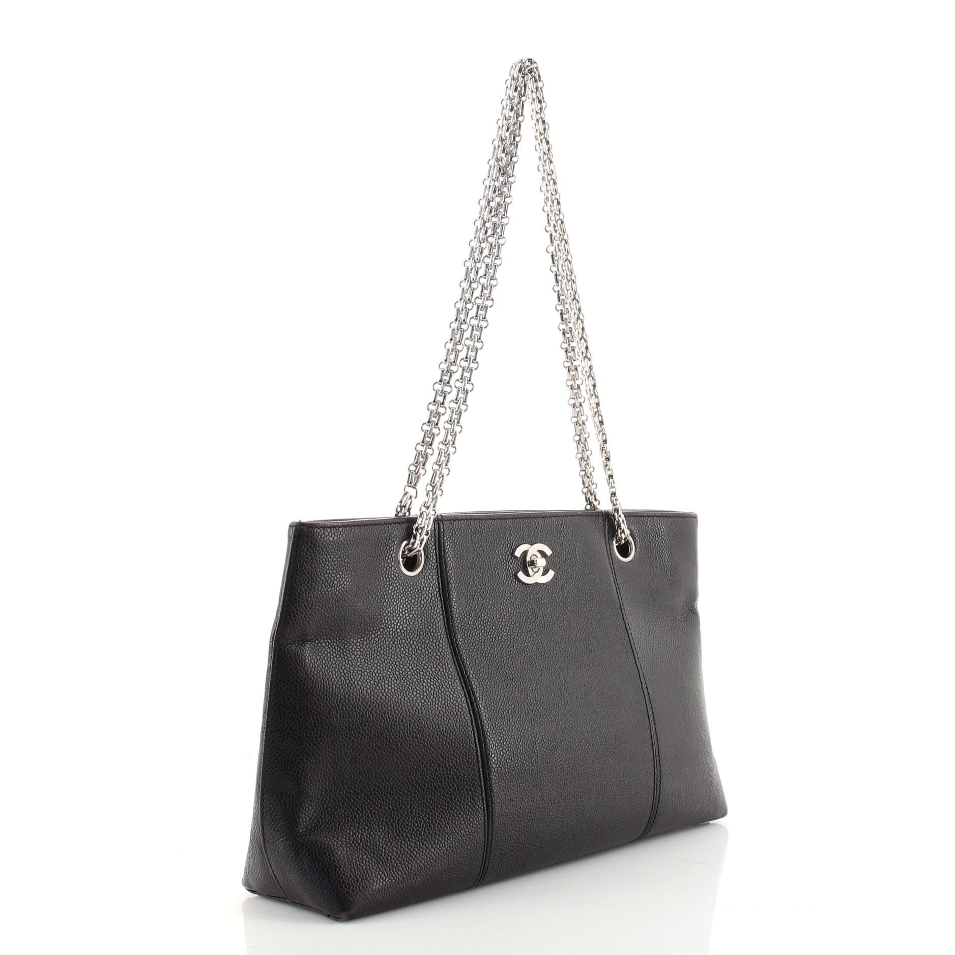 Chanel Vintage Mademoiselle Chain Shopping Tote Caviar Small at 1stDibs