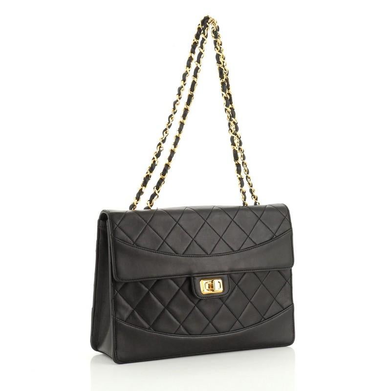 Black Chanel Vintage Mademoiselle Flap Bag Quilted Lambskin Medium