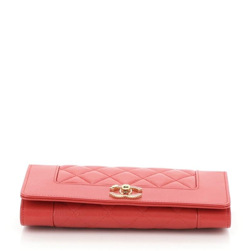 Chanel Vintage Mademoiselle Flap Wallet Quilted Sheepskin Long In Good Condition In NY, NY