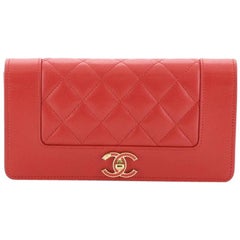 Chanel Vintage Mademoiselle Flap Wallet Quilted Sheepskin Long