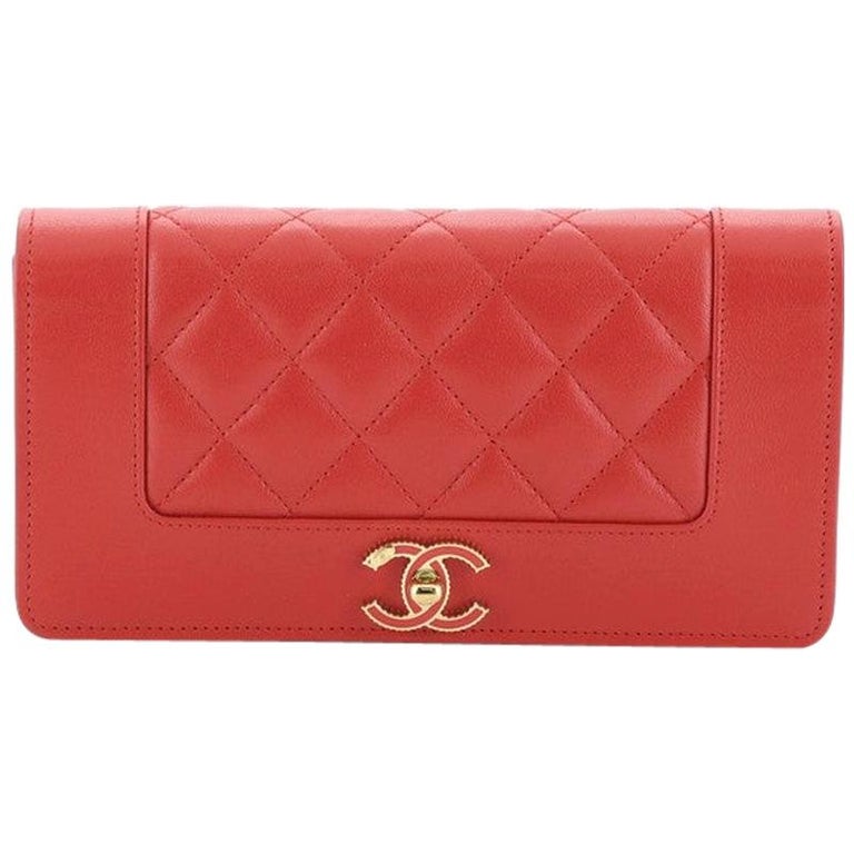 Chanel Vintage Mademoiselle Flap Wallet Quilted Sheepskin Long at