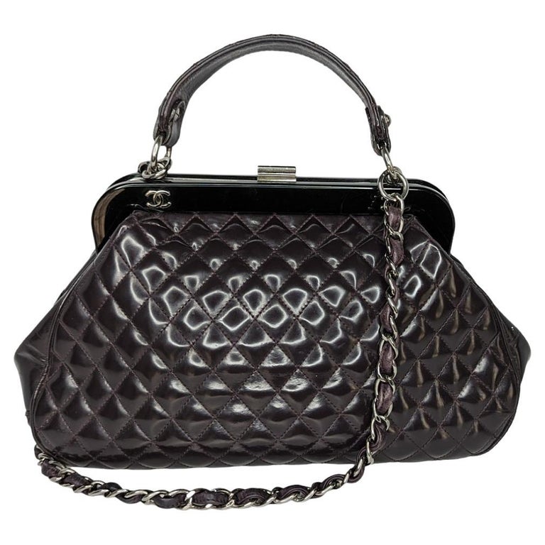 1990s Chanel Brown Quilted Frame Bag For Sale at 1stDibs