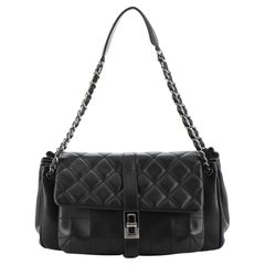 Chanel Vintage Mademoiselle Lock Accordion Flap Bag Quilted Lambskin Med