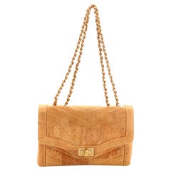 Chanel Vintage Mademoiselle Lock Single Flap Chain Bag Chevron Cork Medium