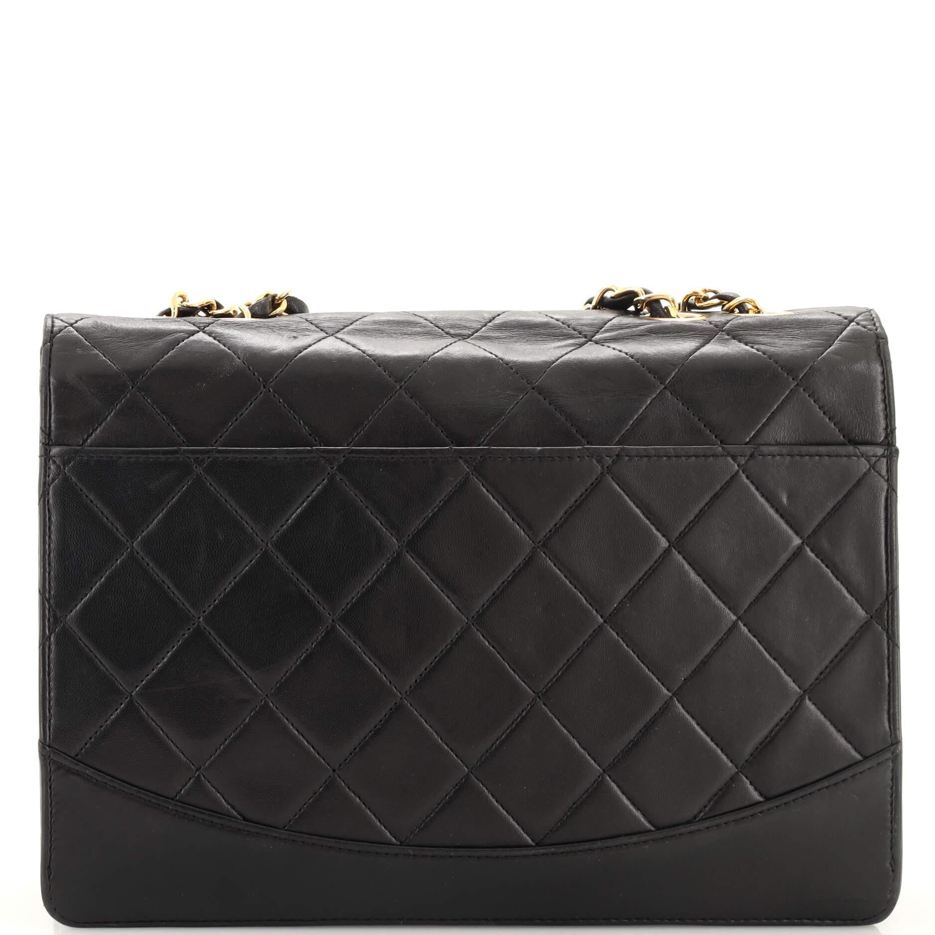 Chanel Vintage Mademoiselle Lock Trapezoid Flap Bag Quilted Lambskin Medium In Good Condition In NY, NY