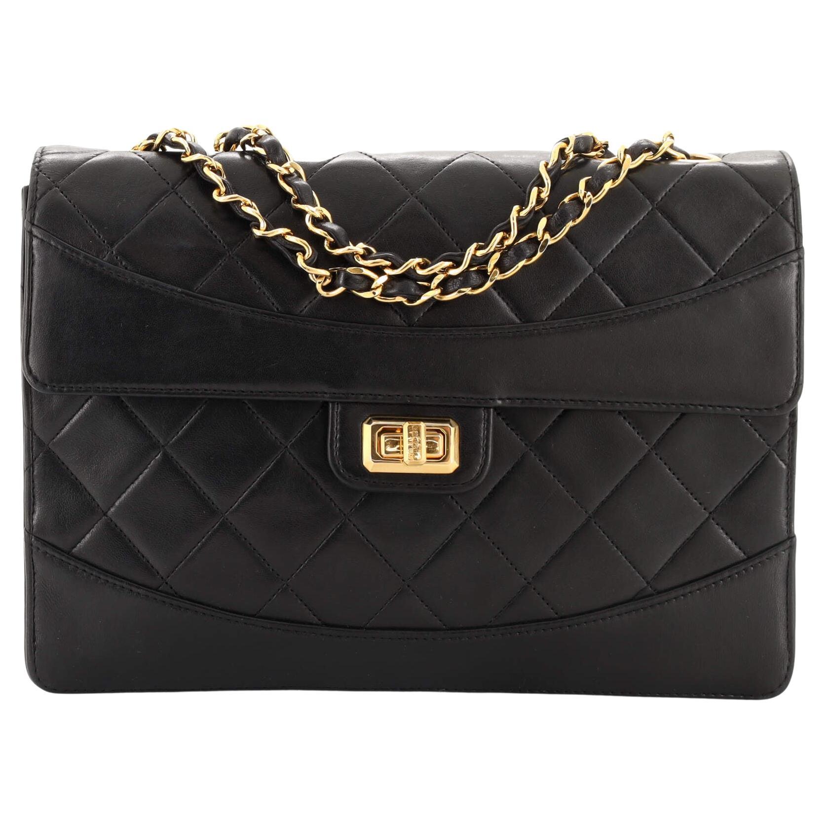 Chanel Vintage Mademoiselle Lock Trapezoid Flap Bag Quilted Lambskin Medium