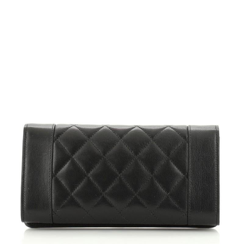 Chanel Vintage Mademoiselle Wallet Quilted Sheepskin Long In Good Condition In NY, NY