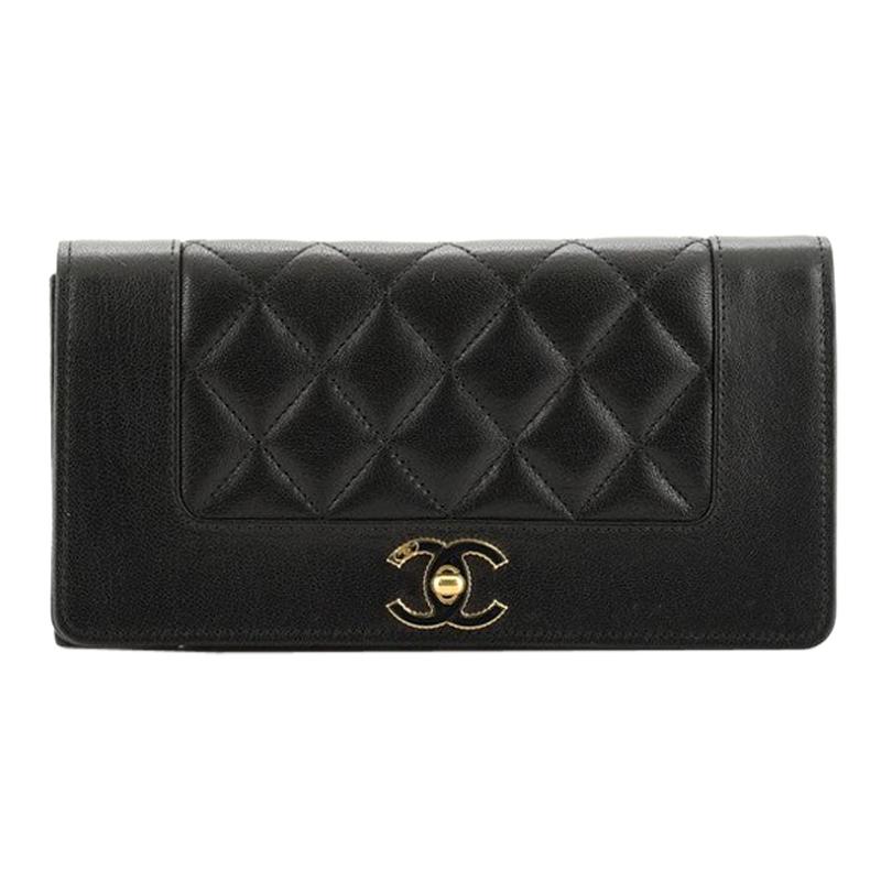 Chanel Vintage Mademoiselle Wallet Quilted Sheepskin Long