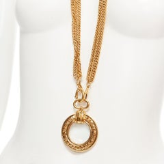 CHANEL Vintage Magnify Looking Glass pendant gold  chunky chain loupe necklace